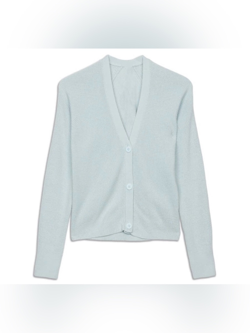 Lululemon Merino Wool Blend Ribbed Button Front Cardigan Blue Size 10